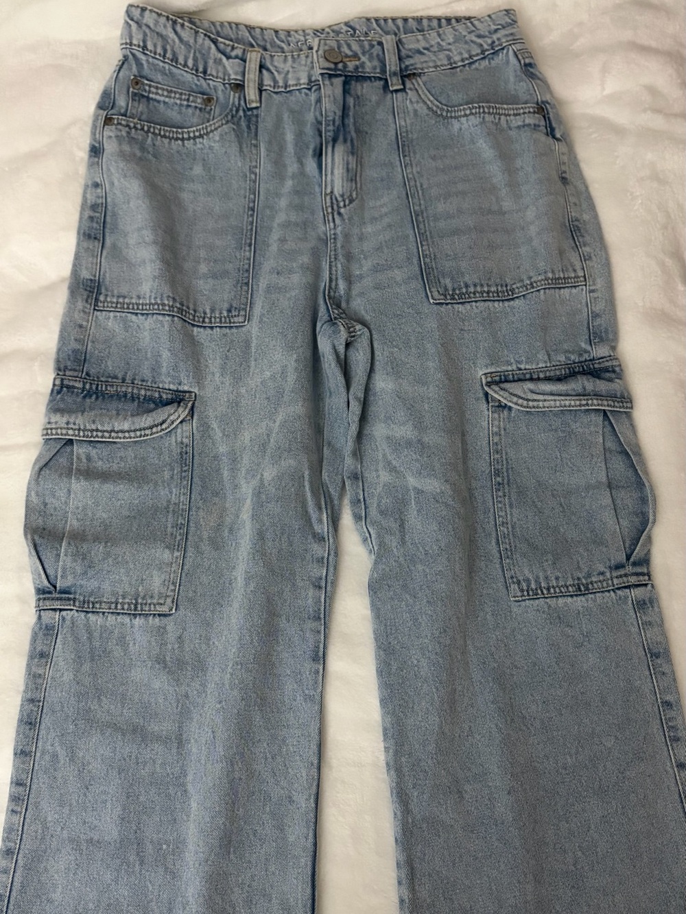 Light Blue Cargo Denim Jeans for Men
